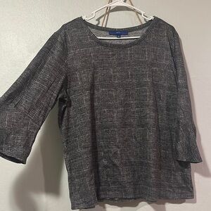 Women's Gray Plaid Top